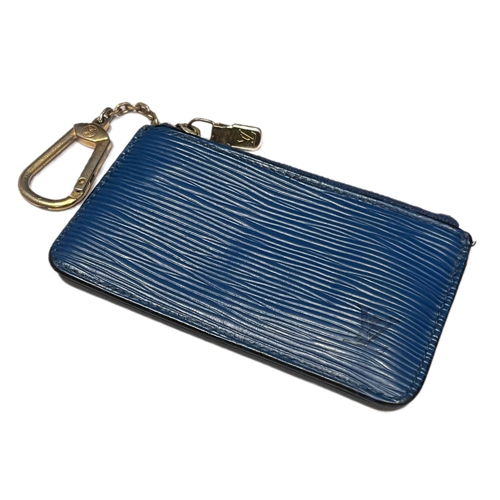LOUIS VUITTON • Blue Epi Pochette Key Cles / Coin Pouch